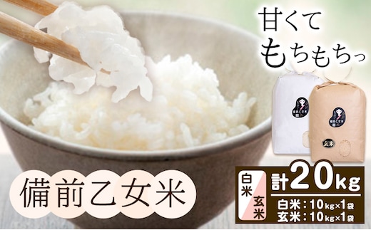 米 こめ コメ 備前乙女米 白米 玄米 計20kg 石原果樹園《30日以内に出荷予定（土日祝除く）》岡山県 浅口市 ご飯 お米 国産 岡山県産 送料無料---124_3202_30d_25_56000_10hg---