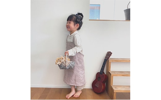 こどものリネンエプロン（S） ファッション 雑貨 日用品 子供服 キッズ 