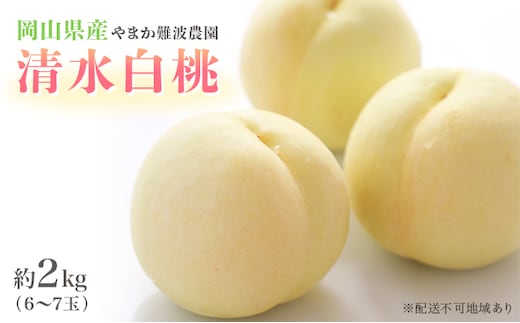 桃 【 2026年 先行予約 】 岡山県産 清水 白桃 （ 白桃 ） 約2kg（6～7玉） 《2026年7月中旬～8月上旬頃出荷》 白桃 岡山 フルーツ 果物 先行予約 数量限定 期間限定 里庄町 モモ もも 