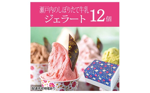 瀬戸内のしぼりたて牛乳使用 こだわりジェラート12個 お菓子 アイス 果実 無添加 農薬不使用 あまおう 苺 濃厚 キャラメル 