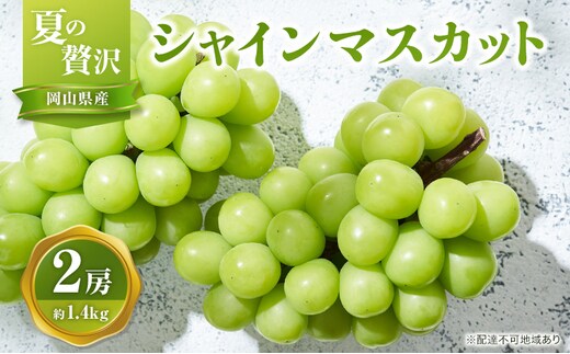 【2026年先行予約】 ぶどう 夏の贅沢 シャインマスカット 2房(1.4kg以上：1房700g以上×2箱）【7月10日から7月30日までに発送】 葡萄 ブドウ 岡山県産 フルーツ 果物 数量限定 期間限定 岡山 里庄町 