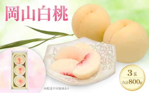 もも 2026年 先行予約 岡山白桃 ロイヤル 3玉 合計約800g (7月上旬～7月下旬出荷予定)
