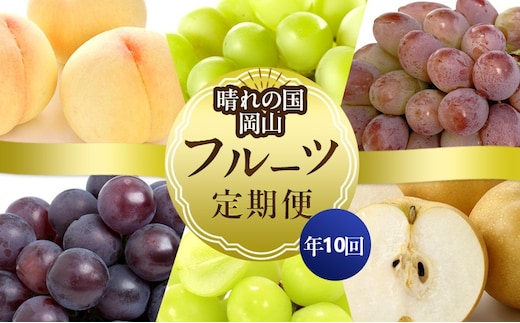 フルーツ 晴れの国 岡山 の フルーツ 定期便 10回コース 岡山県産 桃 もも 葡萄 ぶどう 梨 なし 2026年 先行予約