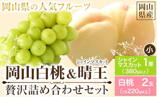 【先行予約】 岡山白桃 & シャインマスカット（晴王）セット 小【配送不可地域あり】 《7月上旬-8月中旬頃出荷》 岡山県 矢掛町 桃 白桃 もも 岡山白桃 シャインマスカット マスカット ぶどう 晴王---osy_chbf30_ae7_26_19500_ss---