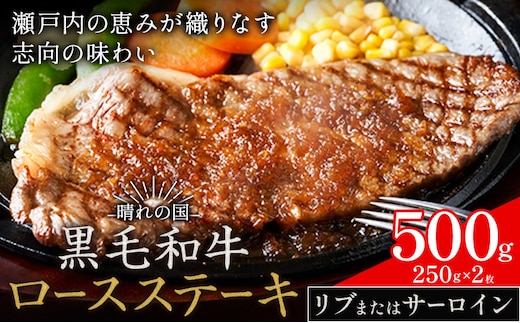 リブ or サーロイン ステーキ 500g 数量限定 牛肉 冷凍 黒毛和牛 《30日以内に出荷予定(土日祝除く)》 個別 取分け 小分け 個包装 赤身 霜降り 岡山県 矢掛町 牛 牛肉 和牛 ステーキ グルメ 小分け 小分けパック 250g 送料無料---ofn_fste_30d_25_14000_500---