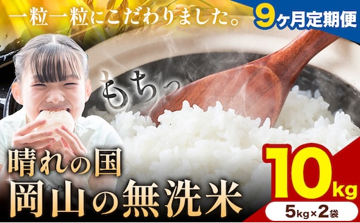 【9ヶ月定期便】晴れの国岡山の無洗米 10kg (5kg×2袋) 岡山県産 無洗米 無洗 米 矢掛町《申し込み翌月から発送》米 コメ---ofn_homtei_25_2025000_mo9num1---