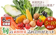 【6ヶ月定期便】旬の新鮮野菜詰め合わせセット 野菜5～10品目入 青空市きらり《お申込み月の翌月から出荷開始》岡山県 矢掛町 野菜 野菜詰め合わせ トマト きゅうり アスパラガス 玉ねぎ リーキ 送料無料---osy_cakystei_24_43500_mo6num_s---