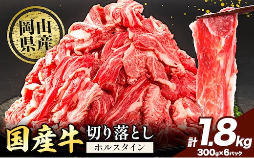 牛肉 肉 国産牛 切り落とし ホルスタイン 大容量 小分け 1.8kg(300g×6)《30日以内に出荷予定(土日祝除く)》岡山県産 岡山県 矢掛市 お肉 にく カレー 牛丼 牛肉 切り落し 小分け 切落し 牛肉 小分け 牛肉---yakage_lcl_91_26---