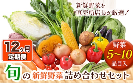 【12ヶ月定期便】旬の新鮮野菜詰め合わせセット 野菜5～10品目入 青空市きらり《お申込み月の翌月から出荷開始》岡山県 矢掛町 野菜 野菜詰め合わせ トマト きゅうり アスパラガス 玉ねぎ リーキ 送料無料---osy_cakystei_24_86000_mo12num_s---