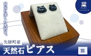 矢掛町産 天然石 ピアス 猫  《120日以内に出荷予定(土日祝除く)》備中青みかげ 小野石材工業株式会社 Rare Blue(レアブルー） アクセサリー 石---osy_onoctp_120d_24_33000_1---