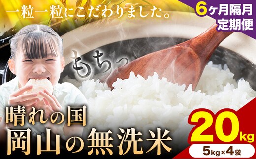 【6ヶ月隔月定期便】晴れの国岡山の無洗米 20kg (5kg×4袋) 岡山県産 無洗米 無洗 米 矢掛町《申し込み翌月から発送》米 コメ---ofn_hom64tei_212500_ev2mo6num1---