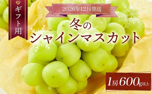 ＜先行予約＞【ギフト】岡山県産 冬のシャインマスカット【2026年12月発送】 1房(600g以上) [025-a032]
