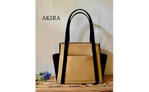 【AKIRAオリジナル】【マツコの知らない世界 で紹介されました!】中型レディストートバッグ ダブルポケット ベージュ帆布×黒帆布 多収納 6ポケット 軽量 軽い 日本製 キャンバス 通勤 通学 大容量 上質 カジュアル オシャレ レディース カバン 鞄 バック