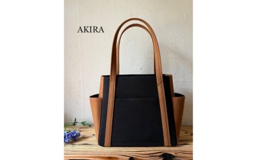 【AKIRAオリジナル】【マツコの知らない世界 で紹介されました!】中型レディストートバッグ ダブルポケット 黒帆布×ダークブラウン帆布 多収納 6ポケット 軽量 軽い 日本製 キャンバス 通勤 通学 大容量 上質 カジュアル オシャレ レディース カバン 鞄 バック