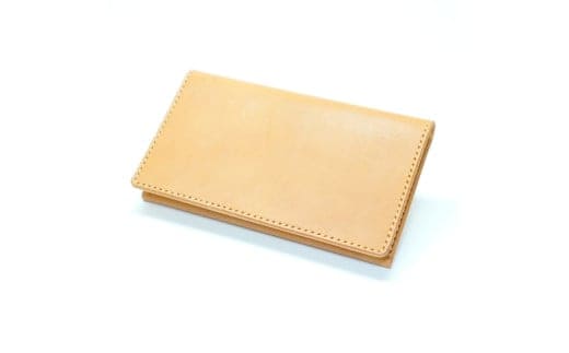 イタリアンオイルレザーを使ったちょっと短い長財布 ナチュラルカラー 革製品 ハンドメイド クラフト