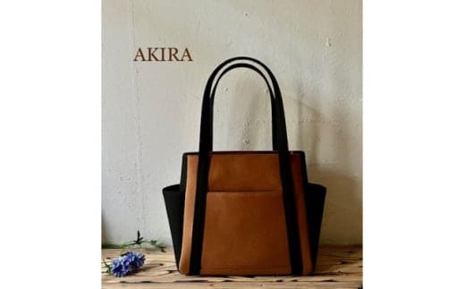 【AKIRAオリジナル】【マツコの知らない世界 で紹介されました!】中型レディストートバッグ ダブルポケット ダークブラウン帆布×黒帆布 多収納 6ポケット 軽量 軽い 日本製 キャンバス 通勤 通学 大容量 上質 カジュアル オシャレ レディース カバン 鞄 バック