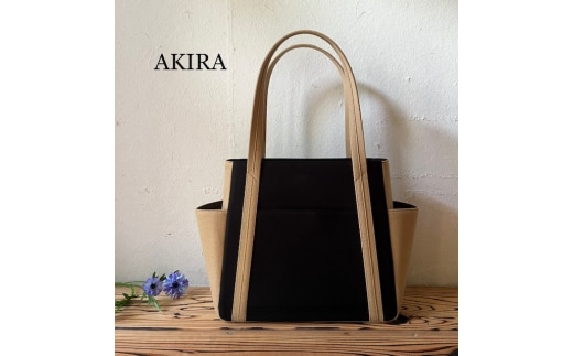 【AKIRAオリジナル】【マツコの知らない世界 で紹介されました!】中型レディストートバッグ ダブルポケット 黒帆布×ベージュ 多収納 6ポケット 軽量 軽い 日本製 キャンバス 通勤 通学 大容量 上質 カジュアル オシャレ レディース カバン 鞄 バック