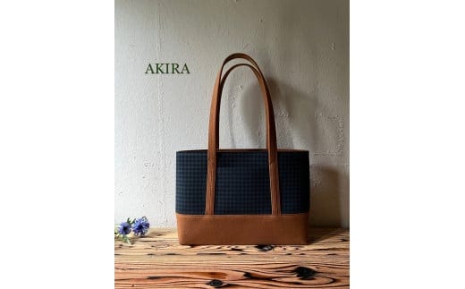 【AKIRAオリジナル】【マツコの知らない世界 で紹介されました!】中型スリムトートバッグ 千鳥格子グリーン×茶色帆布 軽量 軽い 日本製 キャンバス 帆布 横型 肩掛け 通勤 通学 大容量 上質 カジュアル オシャレ レディース カバン 鞄 バック