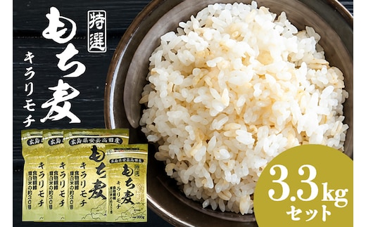 広島県安芸高田産特選もち麦キラリモチ3.3kgセット もち麦 国産 キラリモチ 特選 3.3kg セット 安心 安全 炊飯 食物繊維 大粒 栄養価 ぷりぷり 大麦 米 もち麦ごはん ゆでもち麦 広島 安芸高田 A26-002
