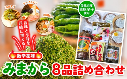 薬味 みまから 8本詰め合わせ 《30日以内に出荷予定(土日祝除く)》工房ロマン 徳島県 美馬市 みまから 特産品 美馬市産 青唐辛子 唐辛子 冷奴 ラーメン お鍋 薬味みまから ちりめんみそ うまからみそ 焼肉たれ激辛 ゆずみそ 田楽みそ---tsm_romn5_30d_23_19000_8p---