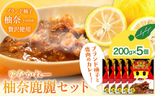 木屋平特産ゆず「柚奈」使用 柚奈鹿麗 200g×5個 セット《30日以内に出荷予定(土日祝除く)》株式会社Surfrider(松家農園) 徳島県 美馬市 ゆず カレー ジビエ ジビエカレー 鹿肉 鹿 送料無料 st-p--- tsm_mtynen5_30d_23_16000_5i---