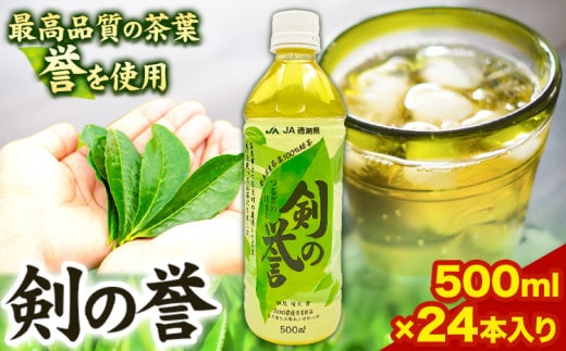 徳島県産 緑茶 「 剣の誉 」 500ml×24本 JA徳島 脇町営農経済センター《30日以内に出荷予定(土日祝除く)》│ お茶 茶 緑茶 ペットボトル 水出し 常温 常温保存 徳島県 美馬市 送料無料 st-p---tsm_jaw18_30d_26_11000_24i---