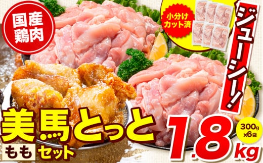 鶏肉 小分け もも肉 セット 約1.8kg 美馬とっと《30日以内に出荷予定(土日祝除く)》大容量 家族用 ファミリーパック 肉 鶏 とりにく 若鶏 からあげ 送料無料 冷凍 胸肉 モモ肉 もも まるほ食品 徳島 st-p---tsm_fmrh21_30d_26_10500_6p---