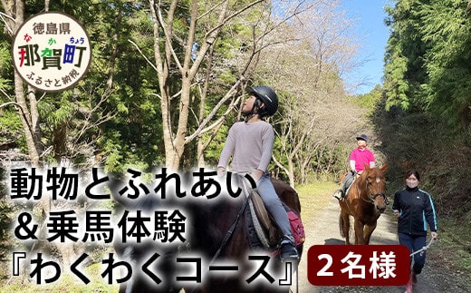 動物ふれあい＆乗馬体験 『わくわくコース』約30分 2名 CC-3 徳島 那賀 体験 乗馬 乗馬体験 チケット トラベル ふれあい 動物とふれあい 自然 アウトドア レジャー 景品 2名様 2枚 思い出 【体験チケット】