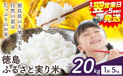 【最短翌営業日発送】もちもち美味しい！ 徳島ふるさと実り米 精米 20kg 《1-5営業日以内発送》徳島県 上板町 お米 米 白米---wfn_kgl308_s_24_39500_20kg---