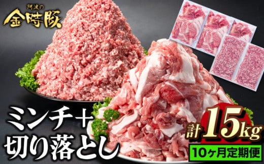 ＜ブランド豚＞ 定期便 阿波の金時豚 大容量1.5kg × 10ヶ月定期便 切り落とし ミンチ セット アグリガーデン 《お申込み月の翌月から出荷開始》 豚肉 ブランド豚 肉 小分けパック 送料無料 徳島県 上板町 st-p---tsk_fagrg28tei_24_130000_mo10num1---