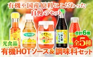 有機HOTソース+調味料セット 5種セット 計6個 光食品株式会社《30日以内出荷予定(土日祝除く)》徳島県 上板町 ケチャップ ピザソース ドレッシング ポン酢 しょうゆ ホットソース HOTソース st-p---tsk_hkrsk50_30d_22_9500_6p---