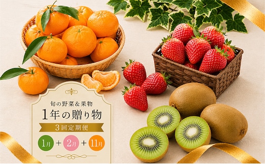 定期便 3回 いちご 苺 みかん キウイ 小原紅早生 香緑 さぬき姫 旬 季節 秋 果物 フルーツ 旬 旬のフルーツ 贈答用 ギフト プレゼント 香川県 丸亀市