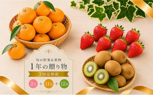 定期便 3回 いちご 苺 みかん キウイ 小原紅早生 キウイっこ 小粒 さぬき姫 旬 季節 秋 果物 フルーツ 旬 旬のフルーツ 贈答用 ギフト プレゼント 香川県 丸亀市