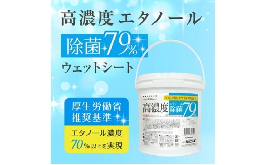 【高濃度エタノール除菌79％ウェット300】【本体1個(300枚入)】バケツタイプ 大容量 除菌 ウェットティッシュ ウェットシート 人気日用品 日用品 生活用品 掃除 掃除用品 アウトドア レジャー キャンプ まとめ買い 消耗品