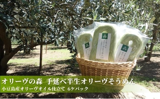 【 小豆島 】オリーヴの森 手延べ半生オリーヴそうめん 小豆島産オリーヴオイル仕立て 6ケパック 麺類 素麺 