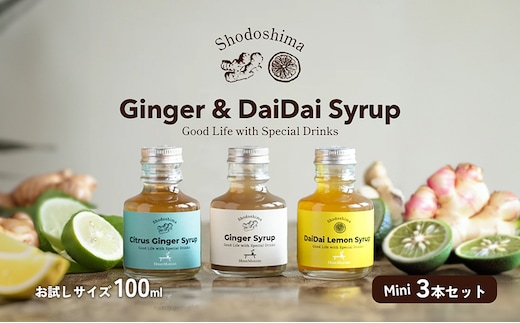 予約商品【 小豆島 】小豆島ジンジャー&ダイダイレモンシロップ3本セット ミニ お試し 飲料 飲み物 ドリンク シロップ ギフト 贈り物 香川 香川県 土庄 土庄町