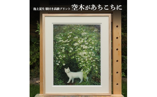池上夏生 額付き高級プリント ”空木があちこちに”