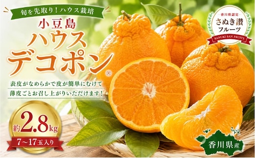 デコポン 小豆島 箱買い 約2.8kg 7～17玉 ハウスデコポン 不知火 しらぬひ ハウス栽培 皮がむきやすい 薄皮ごと 柑橘 かんきつ 蜜柑 みかん 果物 フルーツ くだもの デザート お取り寄せ 贈り物 ギフト 旬の果物 冬の果物 香川県 土庄町