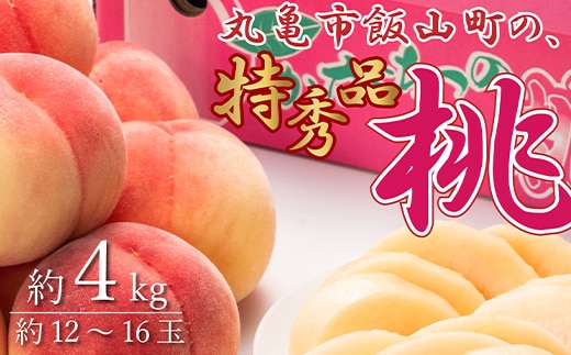 特秀品！丸亀市飯山の「桃」約4kg 果物 フルーツ デザート たっぷり 果汁 甘い おいしい 老舗 見極め FAH-0130