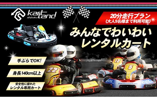 みんなでわいわいレンタルカート 20分走行プラン(大人5名様まで利用可能) 体験 チケット レジャー サーキット レーシング 子供 最高速度60～70km カートランド四国 