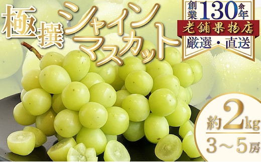 極撰！シャインマスカット 約2kg(3～5房) 