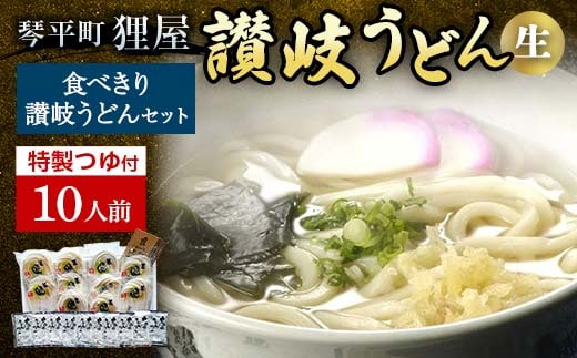 狸屋 食べきり讃岐うどん一番人気のかけつゆ付き 10人前 詰合せ 生うどん カレー つゆ うどん 本場 讃岐 讃岐うどん さぬきうどん ご当地 グルメ 名産品 食品 四国 F5J-204