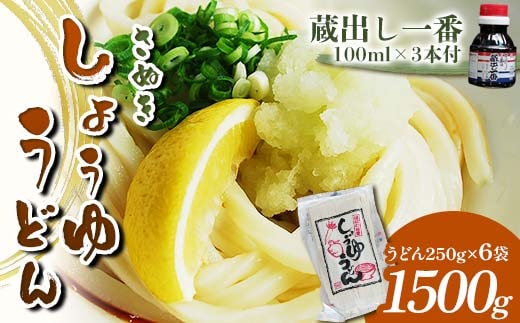 さぬき醤油うどん (1500g) 蔵出し一番付 (うどん250g×6袋、蔵出し一番100ml×3本) セット 詰合せ さぬきうどん 讃岐 うどん ぶっかけ だし醤油 麺 名物 ご当地 グルメ 食品 四国 F5J-332