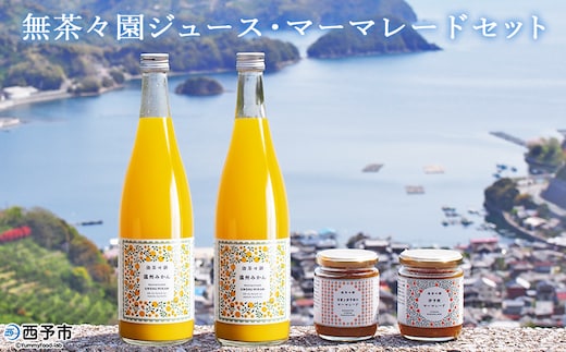 ＜無茶々園 ジュース 720ml×2本・マーマレード2種セット＞『1か月以内に順次出荷予定』果物 温州みかん 伊予柑 甘夏 オレンジ ミカン 蜜柑 柑橘 フルーツ ジャム 果実飲料 ドリンク 飲んで応援 特産品 贈答用 愛媛県 西予市 【常温】