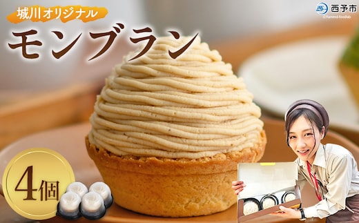 ＜城川オリジナル モンブラン 4個入り ＞ 栗 スイーツ マロン 洋菓子 おかし ケーキ くり お試し 和栗ペースト クリーム 渋皮煮 スポンジ チーズアパレイユ タルト メニークエスト 愛媛県 西予市【冷凍】『3か月以内に順次出荷予定』ふるさと納税モンブラン