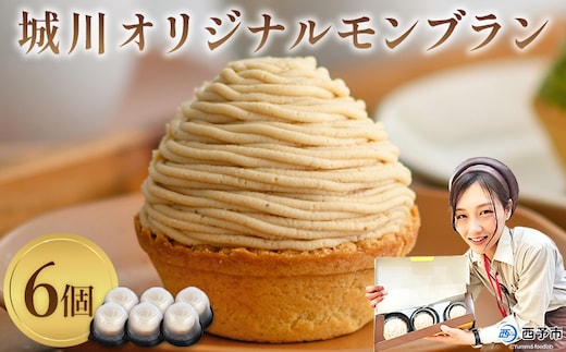 ＜城川オリジナル モンブラン 6個入り＞ 栗 スイーツ マロン くり クリ 国産 和栗 ペースト クリーム 渋皮煮 スポンジケーキ 生クリーム チーズ バター タルト メニークエスト 愛媛県 西予市【冷凍】