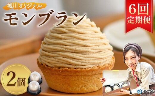 ＜城川オリジナルモンブラン 2個入り【6回定期便】＞ 栗 スイーツ マロン 洋菓子 おかし ケーキ くり お試し 和栗ペースト クリーム 渋皮煮 スポンジ チーズアパレイユ タルト メニークエスト 愛媛県 西予市【冷凍】『3か月以内に順次出荷予定』ふるさと納税モンブラン