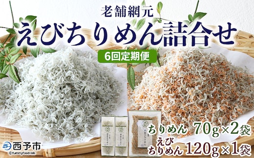 ＜老舗網元 えびちりめん詰め合わせ(合計 約260g) 6回定期便＞選べる 定期便 ちりめんじゃこ かたくちいわし カタクチイワシ えびちりめん 小魚 カルシウム 乾物 マルヨシ水産 特産品 愛媛県 西予市 【冷蔵】『お申込み月の翌月より配送を開始します』