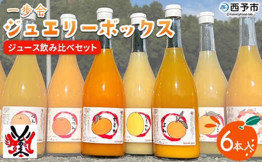 ＜一歩会 ジュエリーボックス ジュース飲み比べセット 720ml×6本入り（果汁100%ストレートジュース）愛媛 みかん＞ ミカン 柑橘 果物 フルーツ 特産品 渡江から一歩を踏み出す会 飲んで応援 愛媛県 西予市【常温】『令和8年5月より順次出荷予定』
