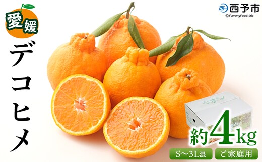＜愛媛県西予市産 デコヒメ ご家庭用 約4kg＞ 訳あり ワケアリ 果物 フルーツ みかん ミカン 蜜柑 オレンジ 柑橘 でこひめ 食べて応援 特産品 宇都宮物産 愛媛県 西予市【常温】『2026年2月上旬～4月上旬迄に順次出荷予定』